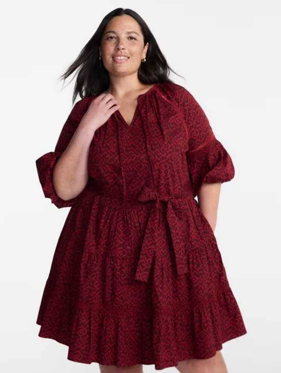 Terra & Sky Dresses & Skirts - Terra & Sky Women's Plus Mini Dress w/ 3/4 Length Puff Sleeves 1X 16W - 18W NEW